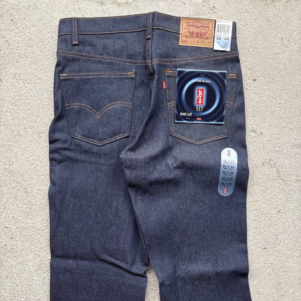 VINTAGE 90s Levis 517 Jeans Mens 34x34 Blue Denim Bootcut RAW Deadstock NOS USA